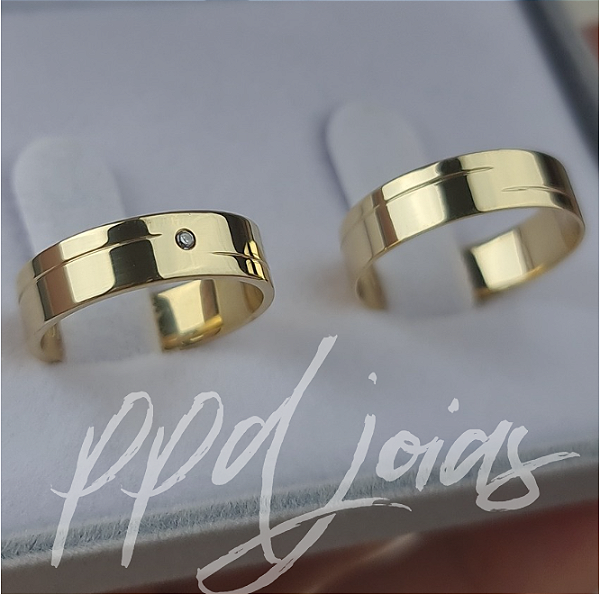 Par de Alianças Sintilus (5mm) - Ouro 18k