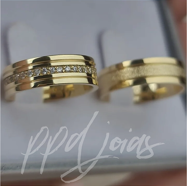 Par de Alianças Universe Mix (6mm) - Ouro 18k