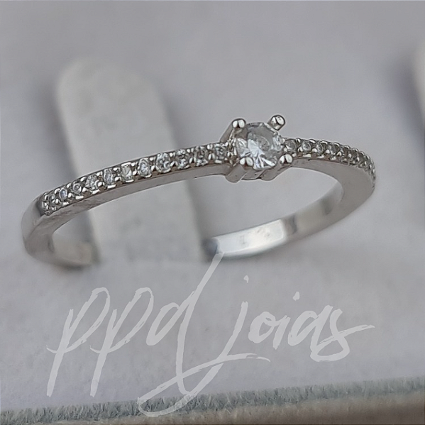 Solitário Anel de Noivado Inglaterra - Ouro 18k BRANCO