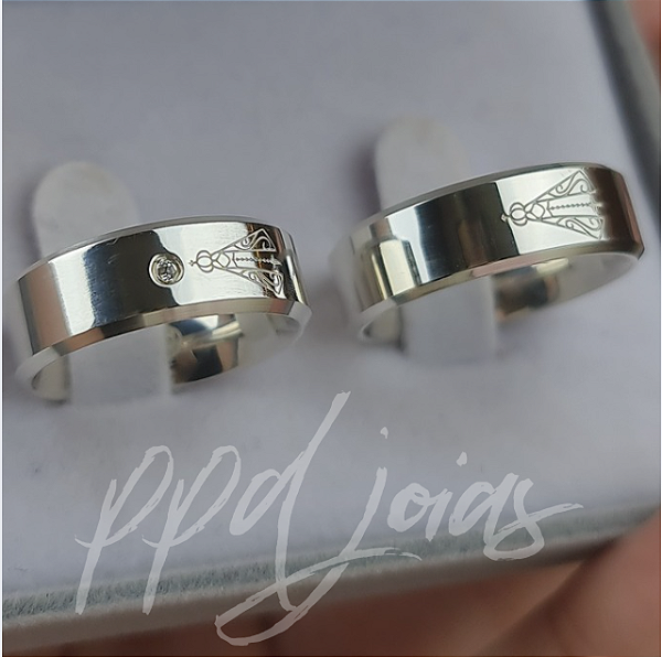 Par de Aliança Itália Personalizada (7mm) - Prata 950