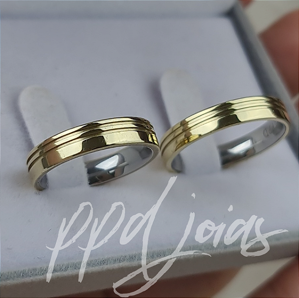 Par de Aliança Melin (4mm) - Moeda antiga