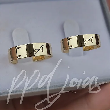 Par de Alianças Iniciais (6mm) - Ouro 18k