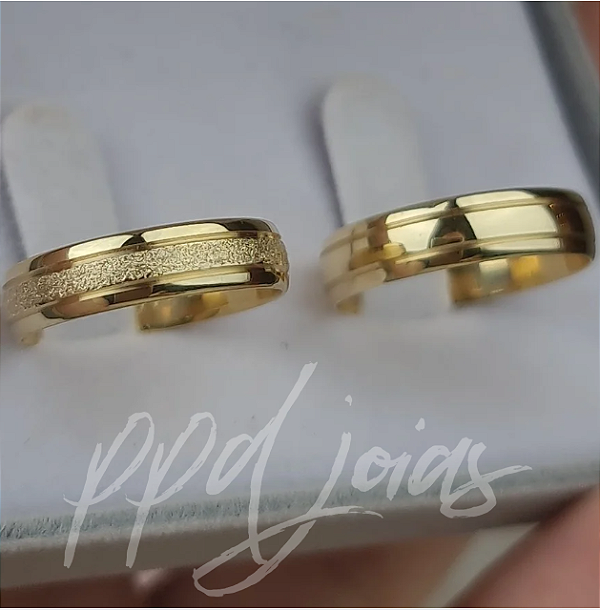 Par de Aliança Tradicional Maceio Mix (5mm) - Ouro 18k