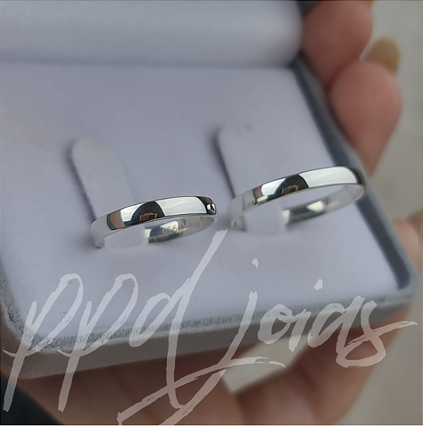 Par de Alianças Tradicional (3mm)- Prata 950