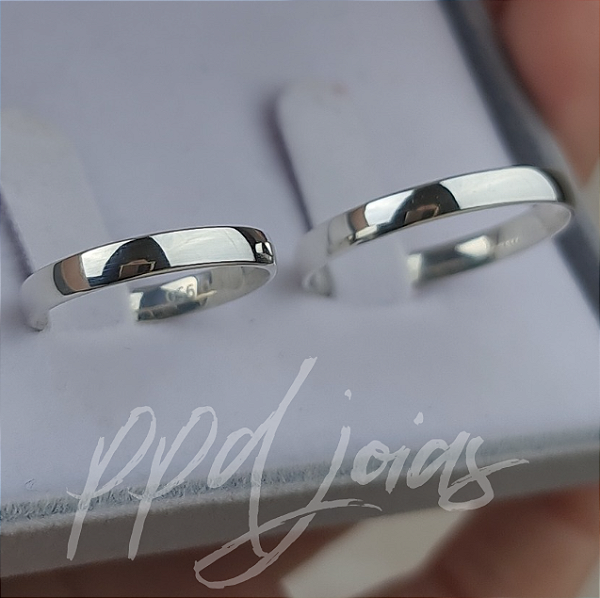 Par de Alianças Tradicional (3mm)- Prata 950