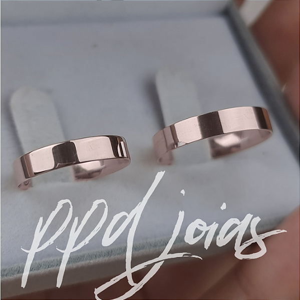 Par de Alianças Milão (4mm) - Ouro 18k Rose