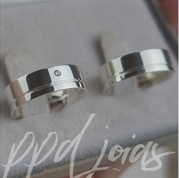 Par de Aliança Vivar (6mm) - Prata 950