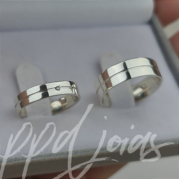 Par de Aliança Chiu (4/6mm) - Prata 950