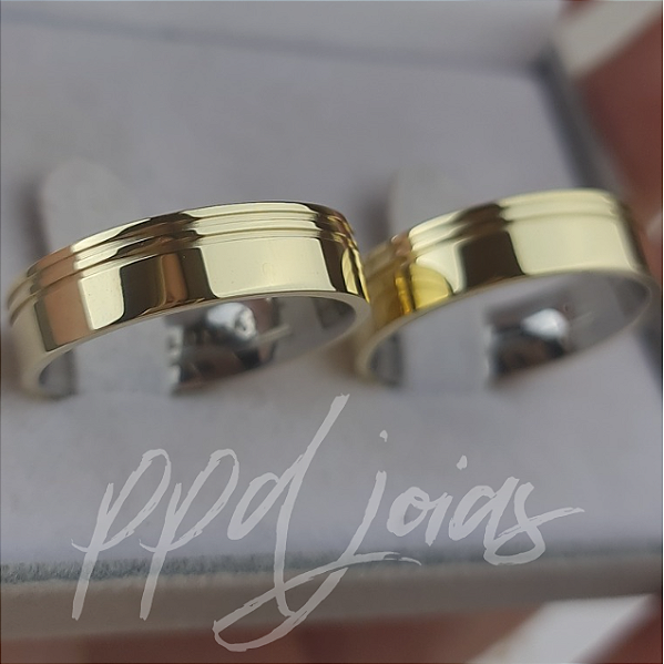 Par de Alianças Melin (6mm) - Moeda Antiga