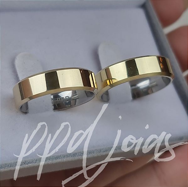 Par de Alianças Itália (6mm) - Moeda Antiga