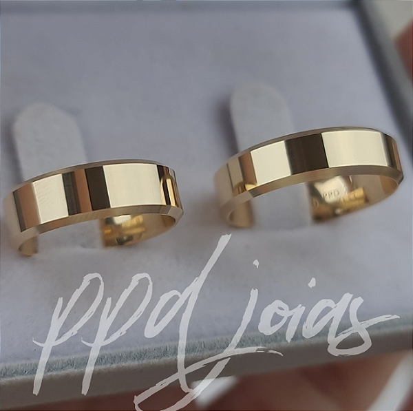 Par de Aliança Itália Plus (6mm) - Ouro 18k