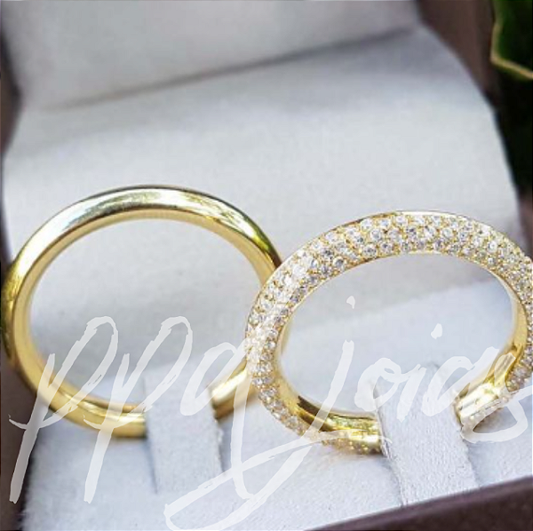 Par de Alianças Tulipa (3,5mm) - Ouro 18k