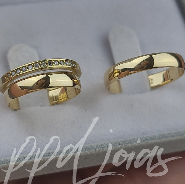 Kit de casamento Tradicional (4mm) - Ouro 18k