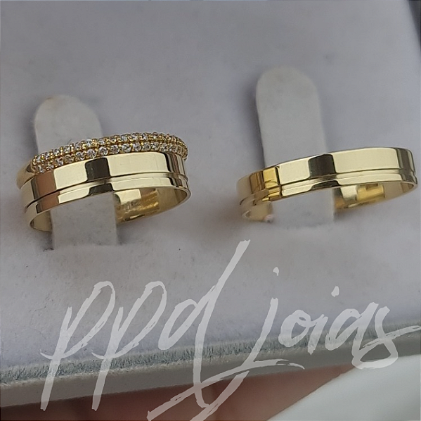 KIT CASAMENTO VIVAR DUO (4MM) - OURO 18K