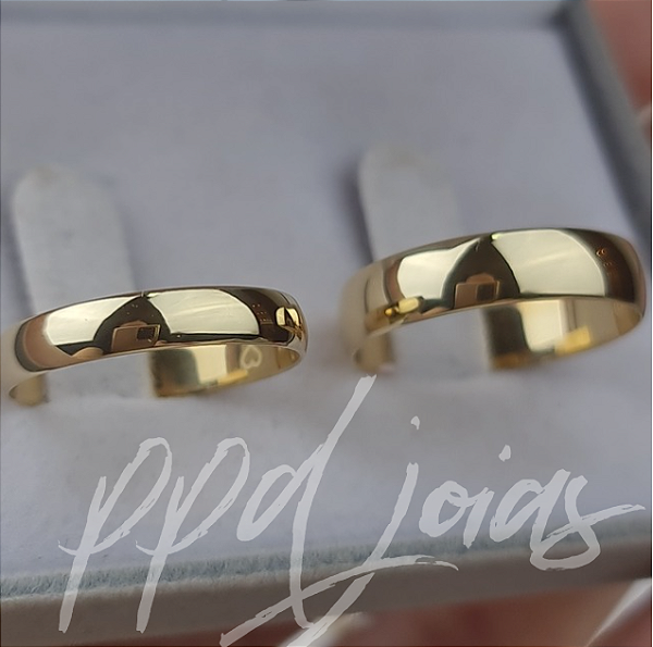 Par de Aliança Tradicional Mix (4/5mm) - Ouro 18k