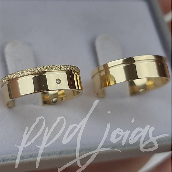 Par de Aliança Vivar Mix P. (6mm) - Ouro 18k
