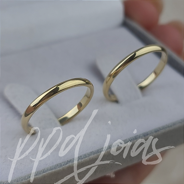 Par de Alianças Tradicional (2mm) - Ouro 18k