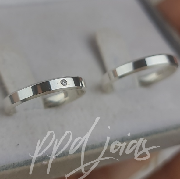 Par de Aliança Itália (3mm) - Prata 950