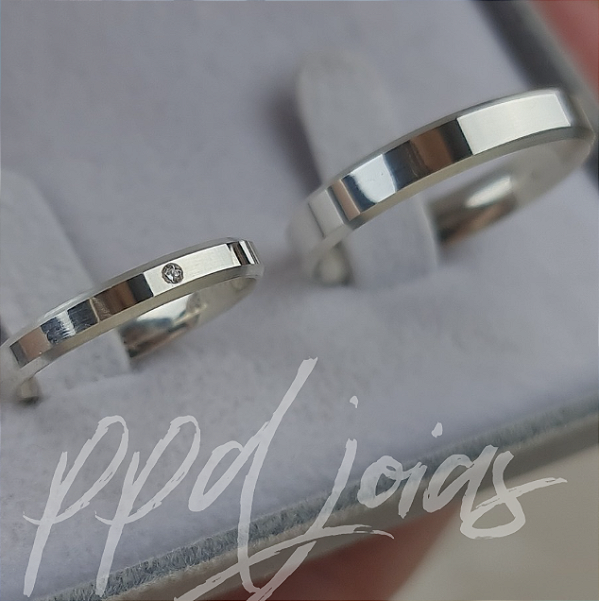 Par de Aliança Itália (3/4mm) - Prata 950