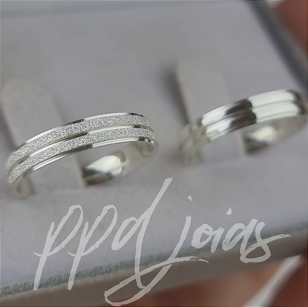 Par de Aliança Labrador Mix Satturno (4mm) - Prata 950