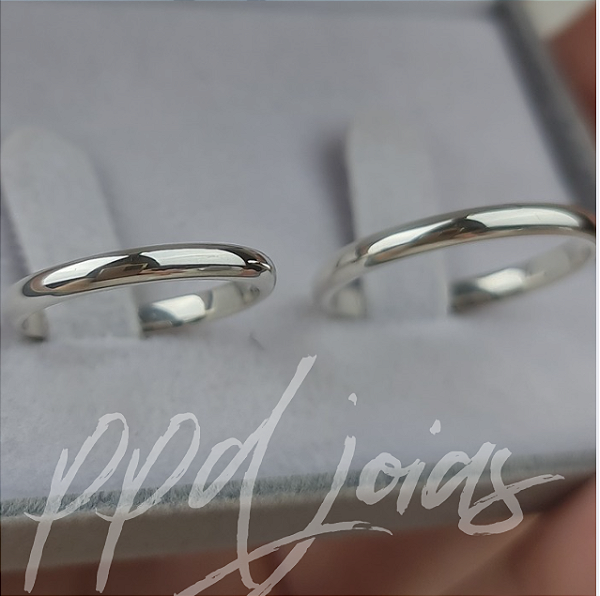 Par de Aliança Bombê (2,5mm) - Prata 950