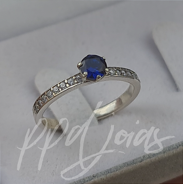 Solitário Raven Color Azul - Prata 950