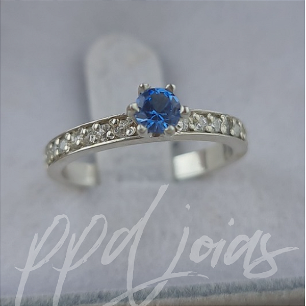 Solitário Raven Color Azul - Prata 950