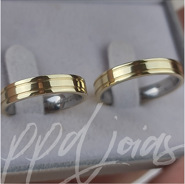 Par de Aliança Stiros (4mm) - Moeda antiga