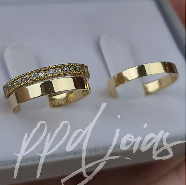 Kit casamento Milão (3mm) - Ouro 18k