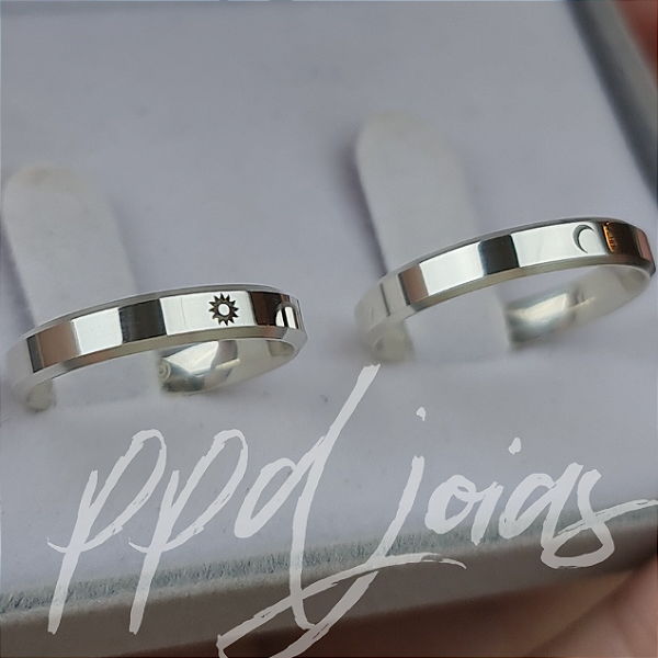 Par de Aliança Eclipse Itália (4mm) - Prata 950