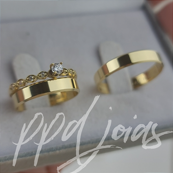 Kit casamento Itália (4mm) - Ouro 18k