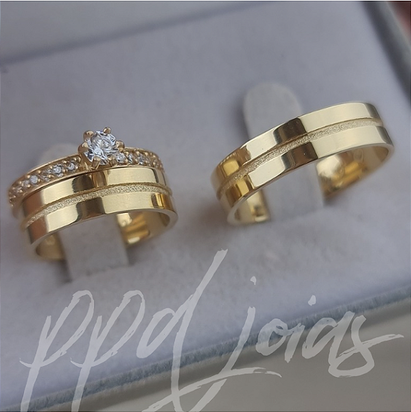 Kit de casamento Lunar Slim (6mm) - Ouro 18k