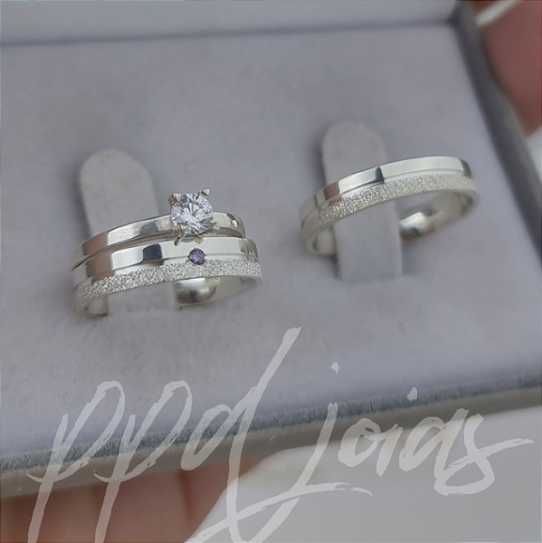 Kit compromisso Mafra Roxo (4mm) - Prata 950