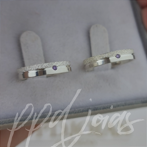 Par de Aliança Mafra Roxo P. (4mm) - Prata 950
