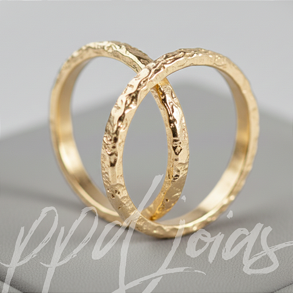 Alianças Rustic Love Ouro 18k