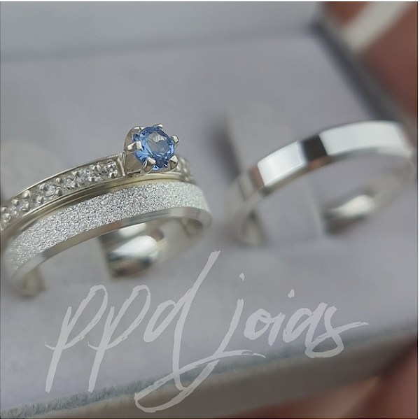 Kit compromisso Itália Azul (4mm) - Prata 950