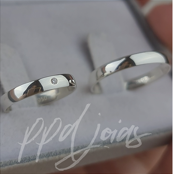 Par de alianças Tradicional P. (3,5mm) - Prata 950