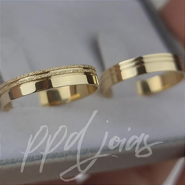 Par de aliança Melin (4mm) - Ouro 18k