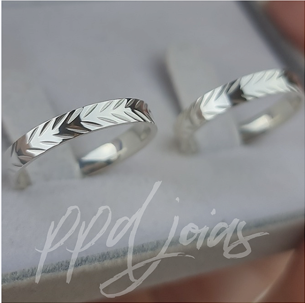 Par de Aliança Grécia (3mm) - Prata 950