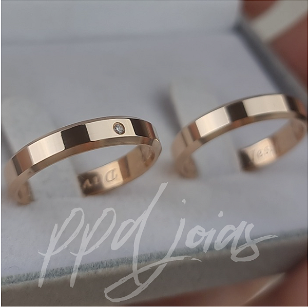 Par de Aliança Itália (4mm) - Ouro 18k ROSE