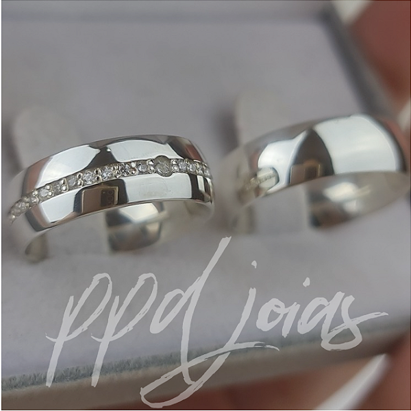 Par de aliança Tradicional (7mm) - Prata 950