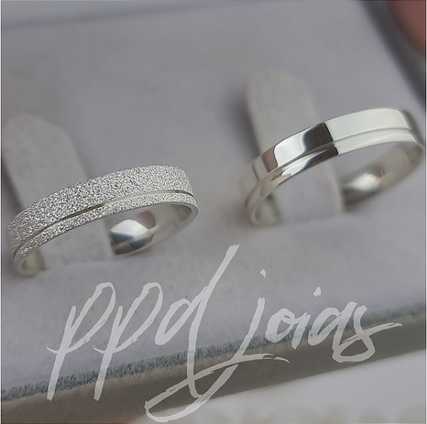 Par de aliança Vivar Mix (4mm) - Prata 950