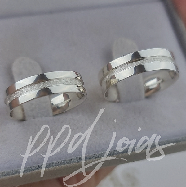 Par de aliança Lunar (6mm) - Prata 950