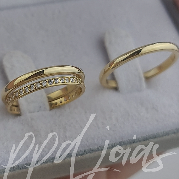 Kit casamento Bombê (2,5mm) - Ouro 18k