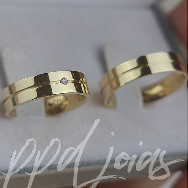 Par de Alianças Macau P. (6mm) - Ouro 18k