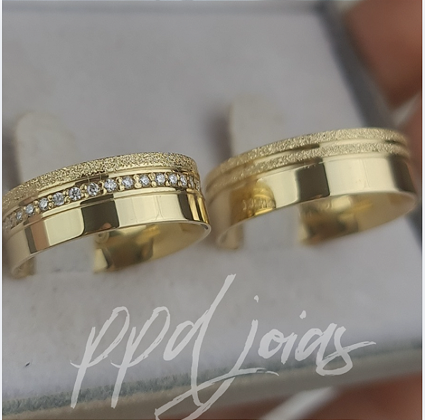 Par de Aliança Melin Catar (7mm) - Ouro 18k