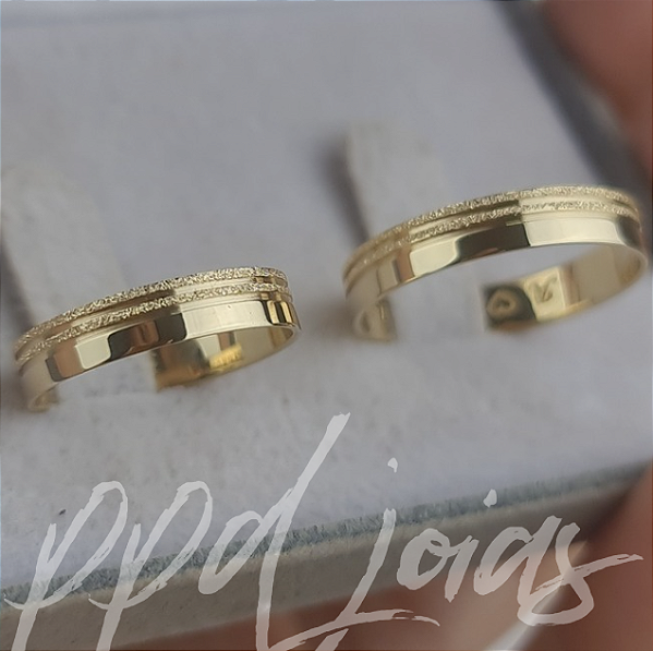 Par de Alianças Melin Duo (4mm) - Ouro 18k