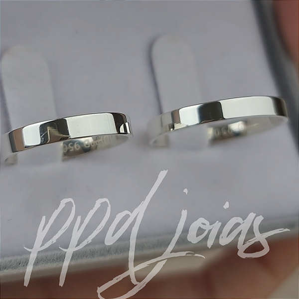 Par de Alianças Milão (3mm) - Prata 950