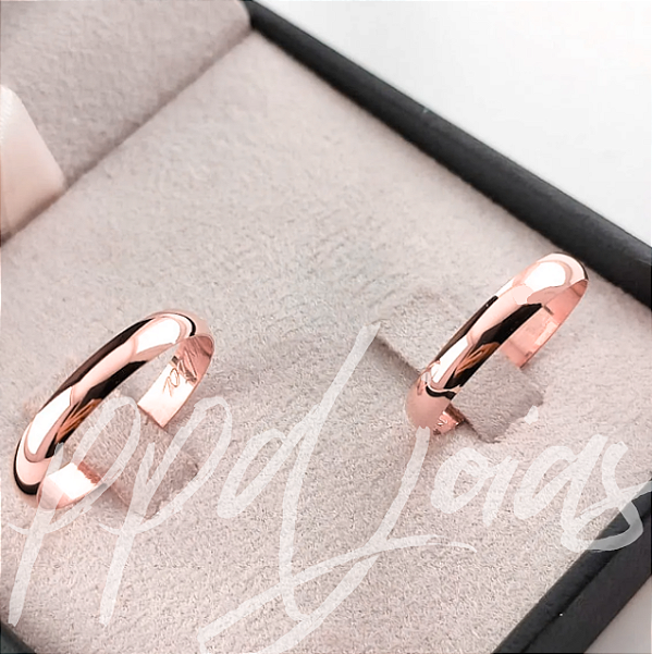 Par de Alianças Tradicional (3mm) - Ouro 18k ROSE