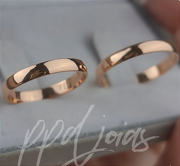 Par de Alianças Tradicional (3mm) - Ouro 18k ROSE